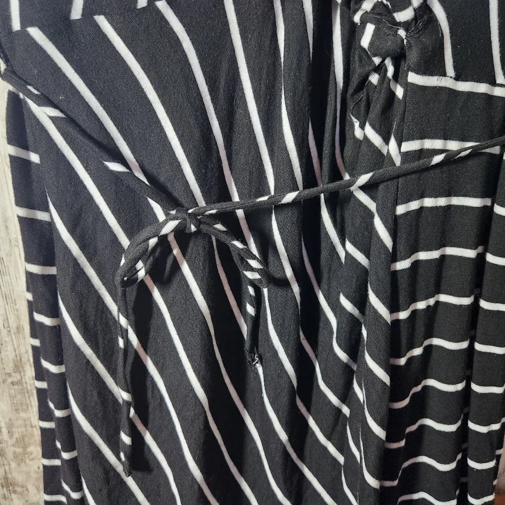 Motherhood Black and White Striped Maternity Dress